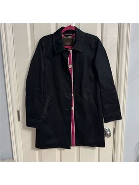 Coach - Black Trench/Car Coat Size Medium - EUC Floral Lining